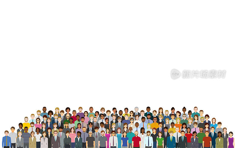 A crowd of people on a white background